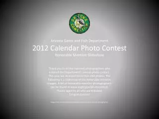 Arizona Game and Fish Department 2012 Calendar Photo Contest Honorable Mention Slideshow