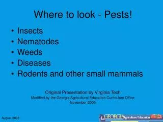 Where to look - Pests!