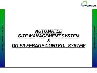 AUTOMATED SITE MANAGEMENT SYSTEM &amp; DG PILFERAGE CONTROL SYSTEM