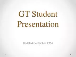 GT Student Presentation