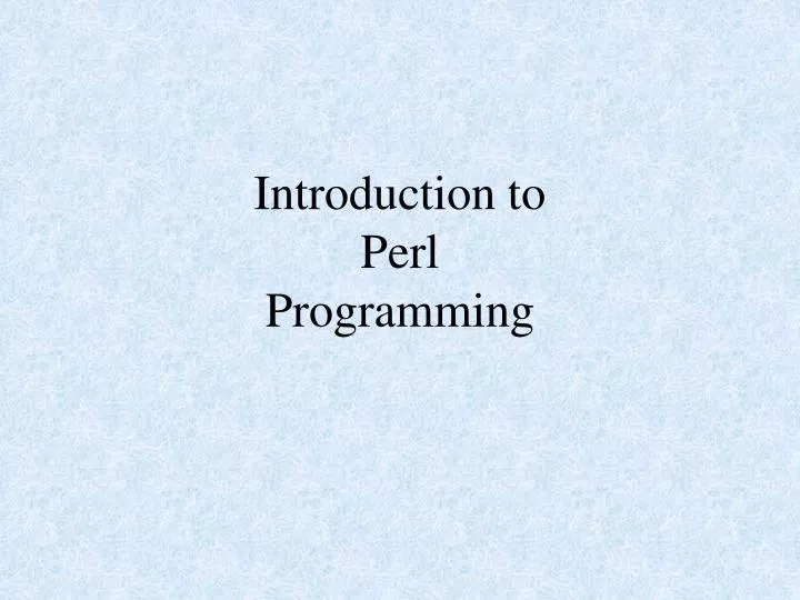 introduction to perl programming