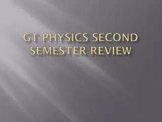 GT Physics Second Semester Review