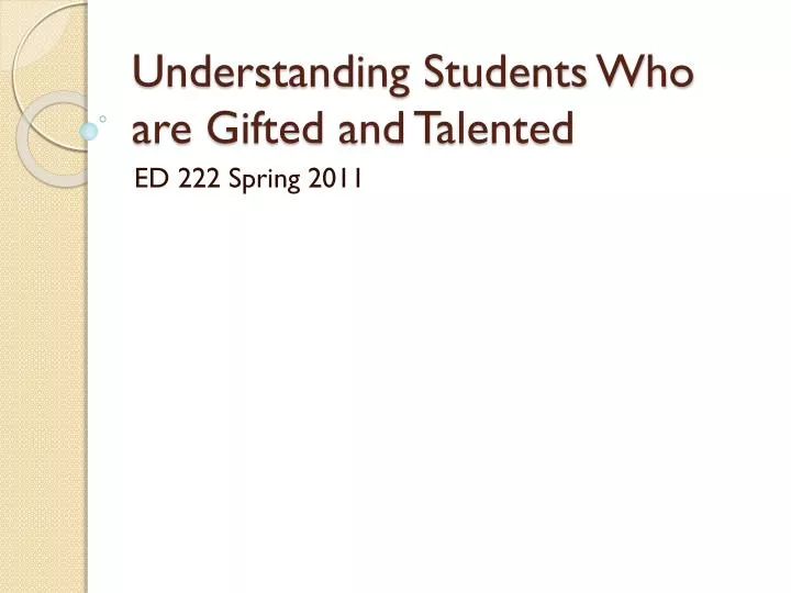 understanding students who are gifted and talented