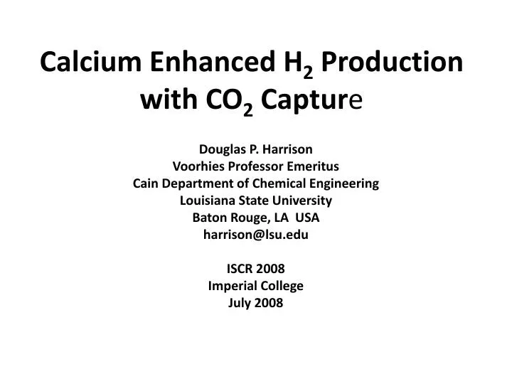 calcium enhanced h 2 production with co 2 captur e