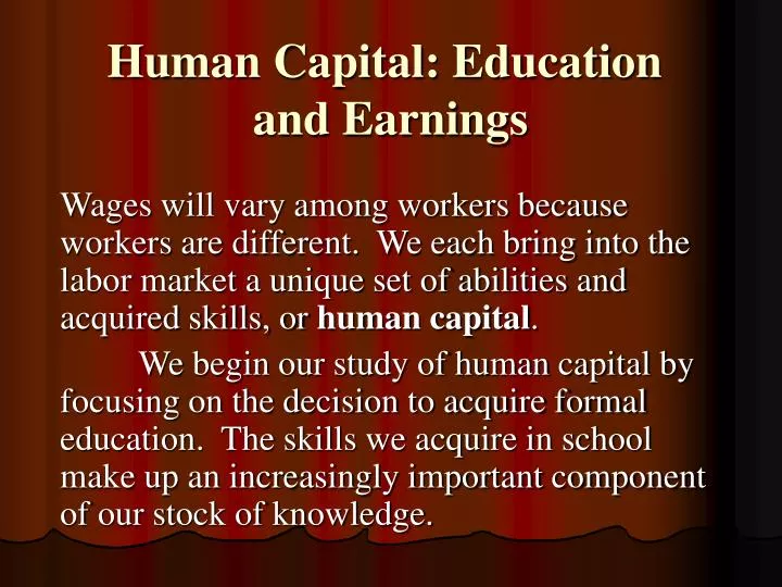 human capital education and earnings