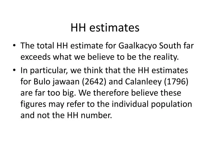 hh estimates