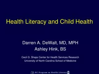 Health Literacy and Child Health