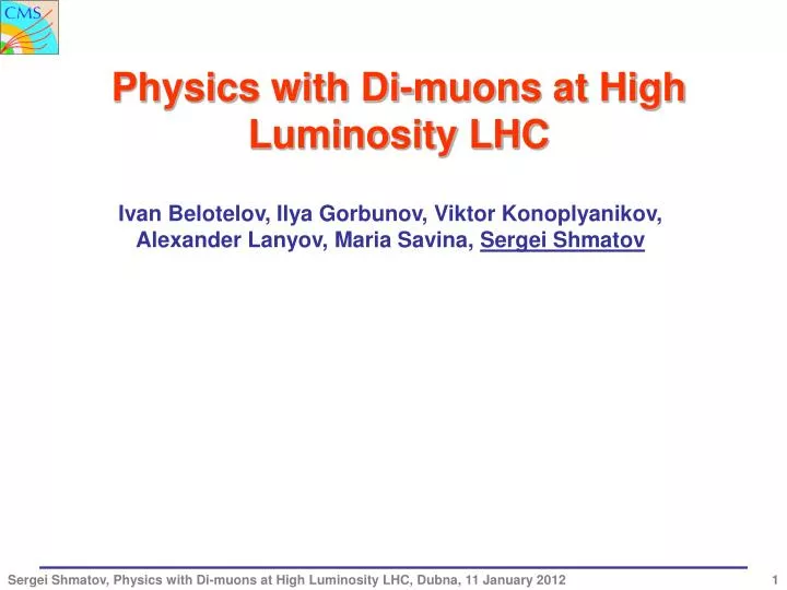 physics with di muons at high luminosity lhc