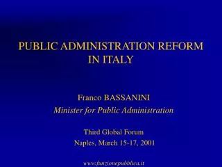 PUBLIC ADMINISTRATION REFORM IN ITALY