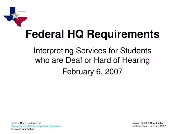 federal hq requirements