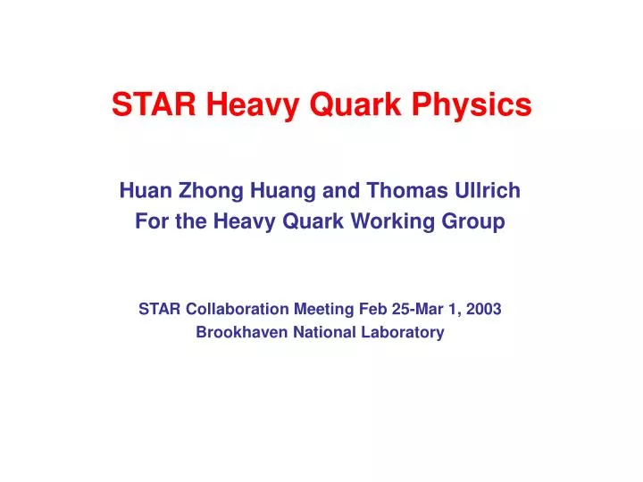 star heavy quark physics