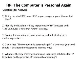 HP: The Computer is Personal Again