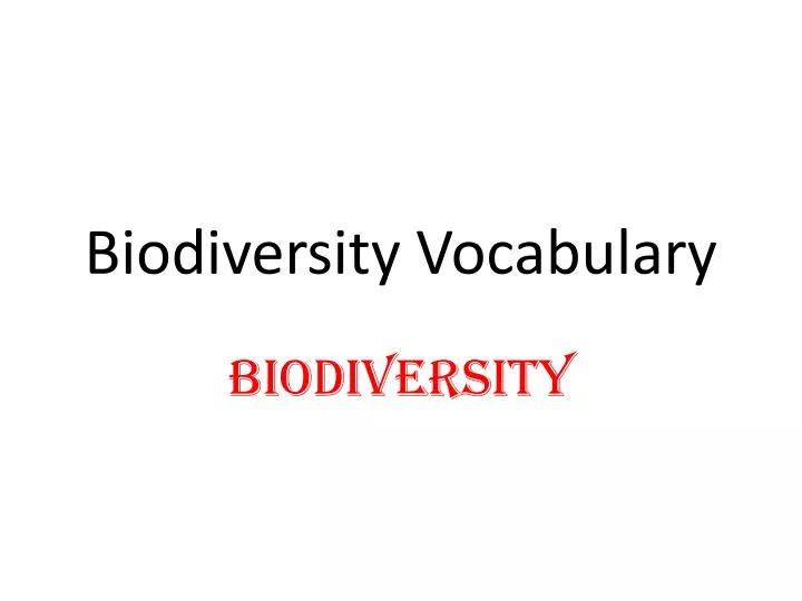 biodiversity vocab ulary