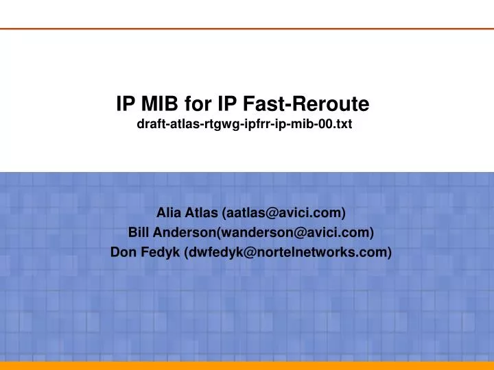 ip mib for ip fast reroute draft atlas rtgwg ipfrr ip mib 00 txt