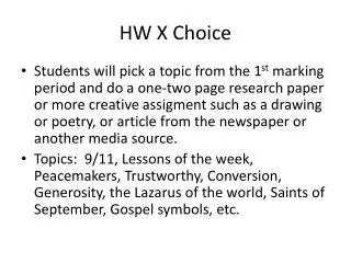 HW X Choice