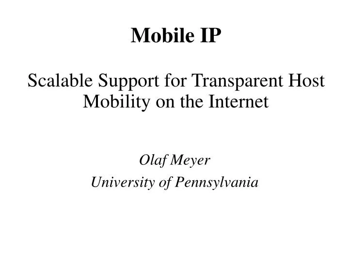 mobile ip scalable support for transparent host mobility on the internet
