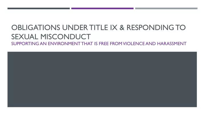 obligations under title ix responding to sexual misconduct