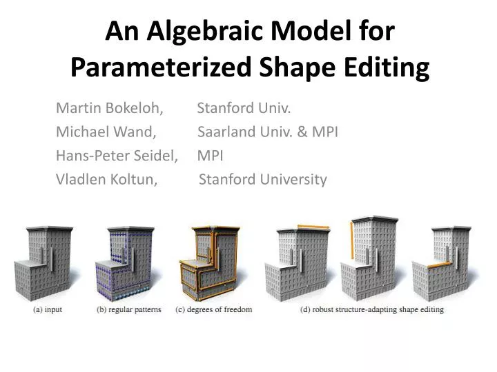 an algebraic model for parameterized shape editing