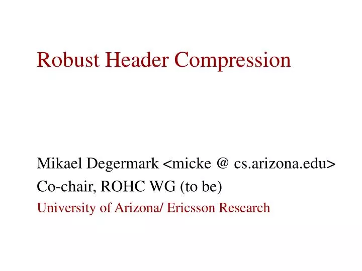 robust header compression