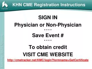 KHN CME Registration Instructions