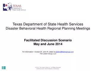 Texas Department of State Health Services Disaster Behavioral Health Regional Planning Meetings