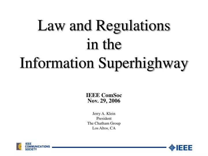 law and regulations in the information superhighway