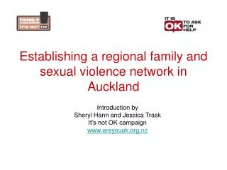 Establishing a regional family and sexual violence network in Auckland