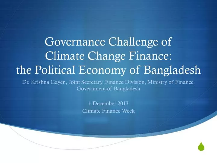 governance challenge of climate change finance the political economy of bangladesh