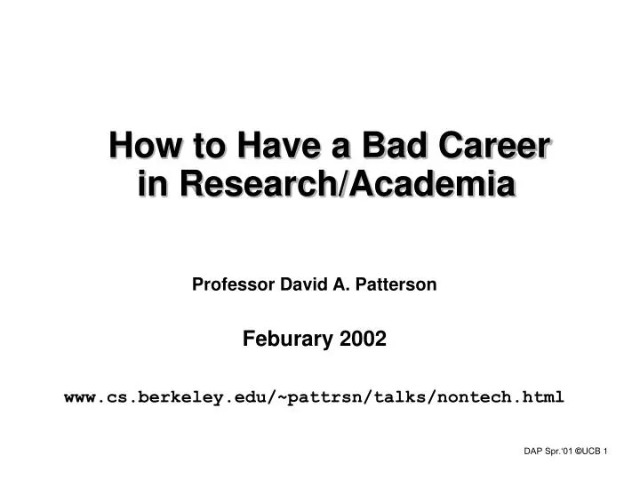 how to have a bad career in research academia