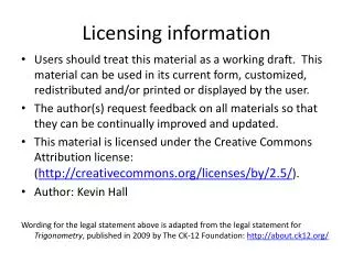 Licensing information