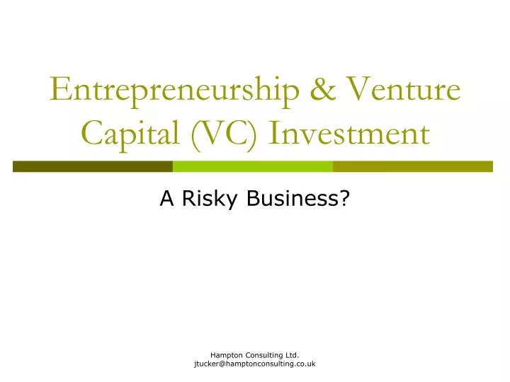 entrepreneurship venture capital vc investment