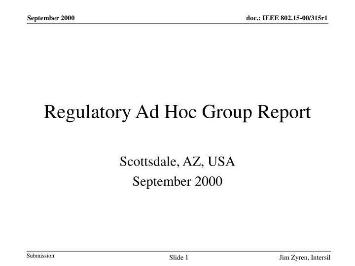 regulatory ad hoc group report