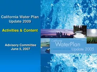 California Water Plan Update 2009 Activities &amp; Content