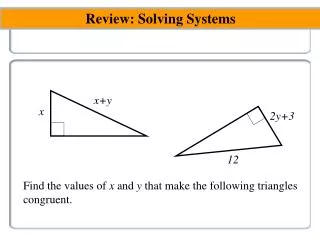 Review : Solving Systems