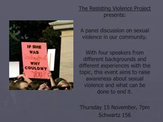 The Resisting Violence Project presents: