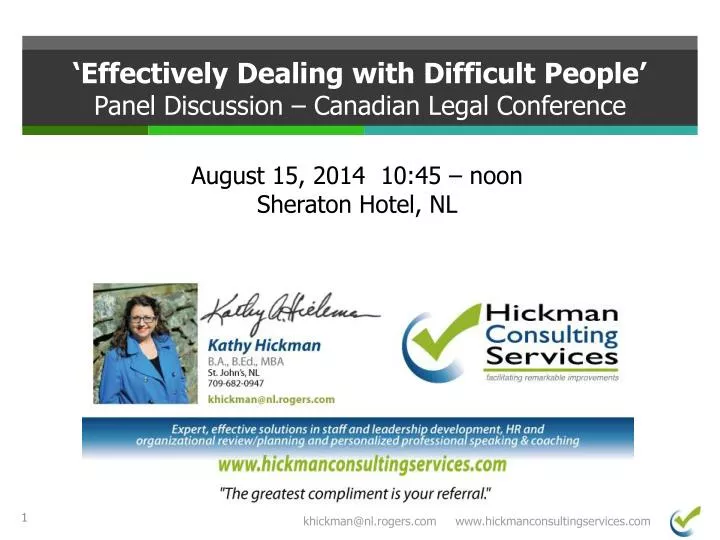 effectively dealing with difficult people panel discussion canadian legal conference