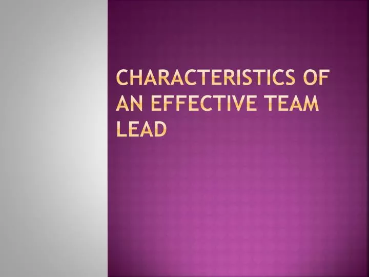 characteristics of an effective team lead