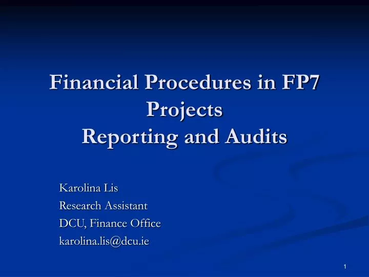 financial procedures in fp7 projects reporting and audits