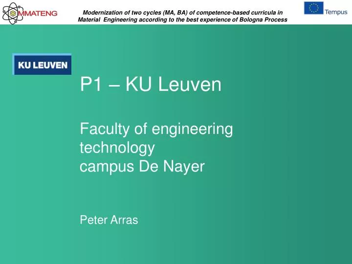 p1 ku leuven faculty of engineering technology campus de nayer