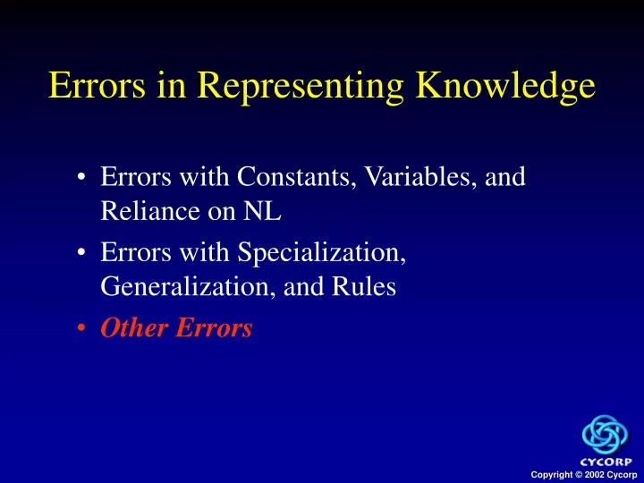 errors in representing knowledge