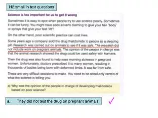 H2 small in text questions