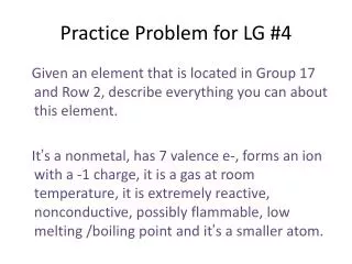 Practice Problem for LG #4