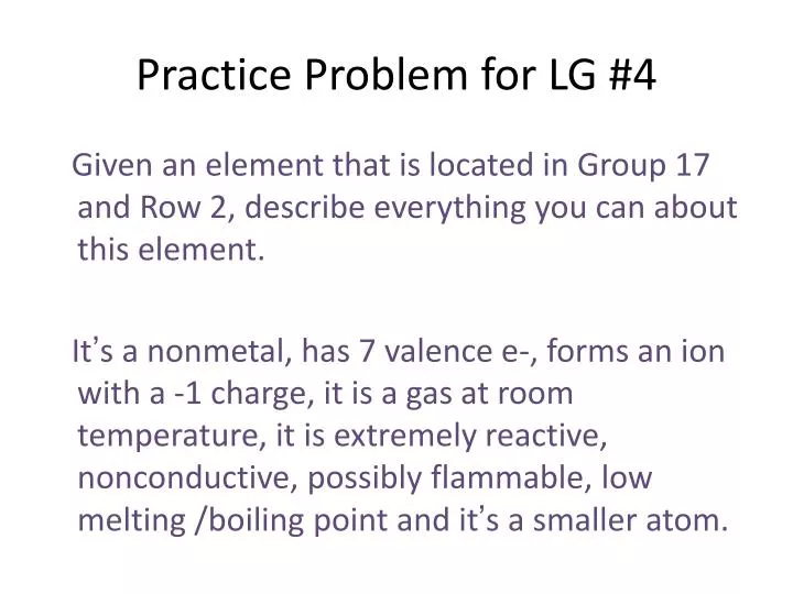 practice problem for lg 4