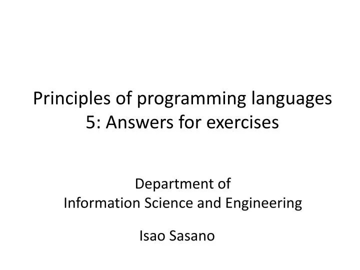 principles of programming languages 5 answers for exercises