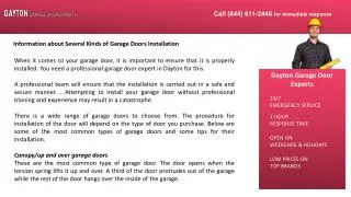 Information about Several Kinds of Garage Doors Installation
