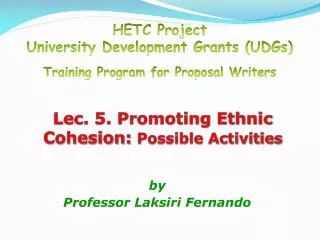 Lec. 5. Promoting Ethnic Cohesion: Possible Activities