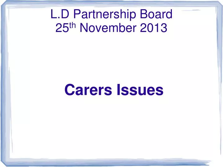 carers issues