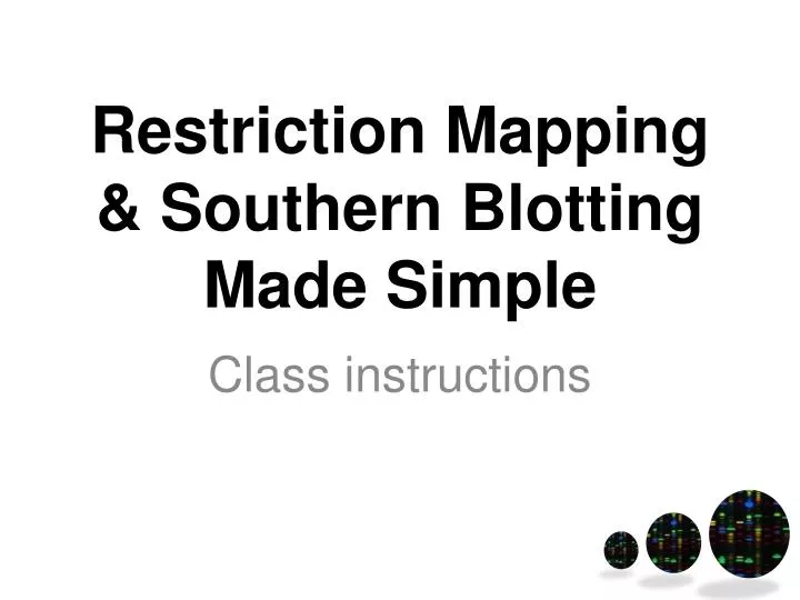 restriction mapping southern blotting made simple