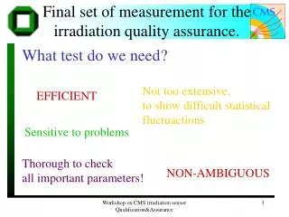 Final set of measurement for the irradiation quality assurance.
