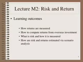 Lecture M2: Risk and Return